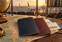 Deux passeports : quels avantages pour voyager à l’international ? Deux passeports posés sur une carte de voyage dans un aéroport
